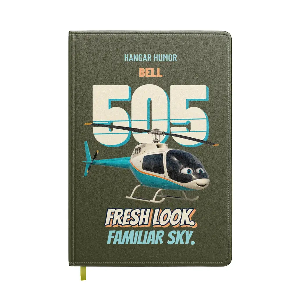 Bell 505 - Fresh look. Familiar sky. design on green army notebook