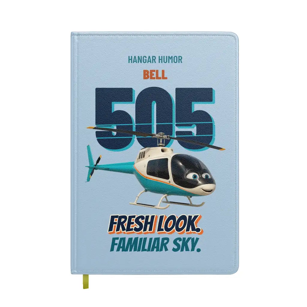 Bell 505 - Fresh look. Familiar sky. design on light blue notebook