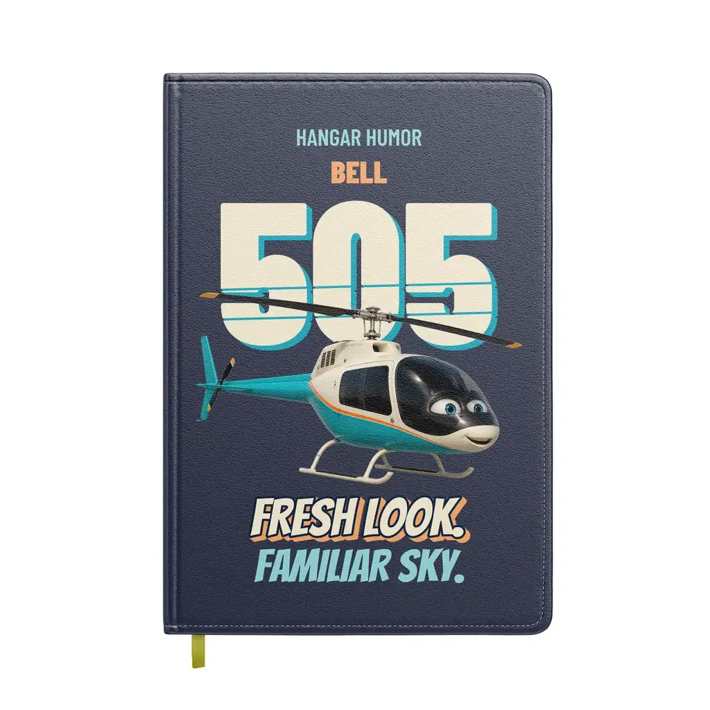 Bell 505 - Fresh look. Familiar sky. design on navy blue notebook