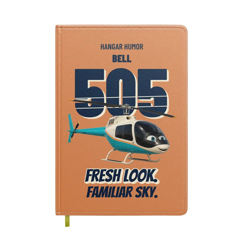 Bell 505 - Fresh look. Familiar sky. design on orange notebook