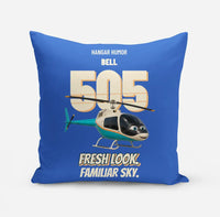 Thumbnail for Bell 505 - Fresh look. Familiar sky. design on blue pillow