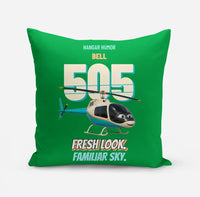 Thumbnail for Bell 505 - Fresh look. Familiar sky. design on green pillow