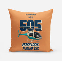 Thumbnail for Bell 505 - Fresh look. Familiar sky. design on orange pillow