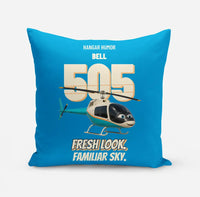 Thumbnail for Bell 505 - Fresh look. Familiar sky. design on turquoise pillow