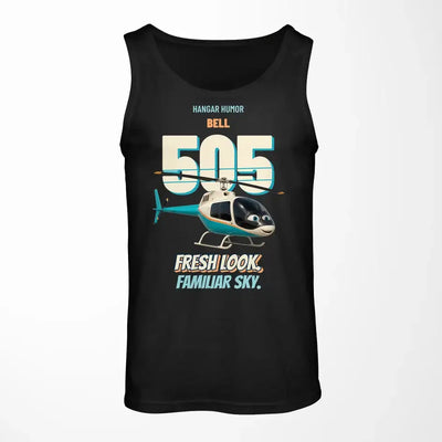 Bell 505 - Fresh look. Familiar sky. design on black tank top