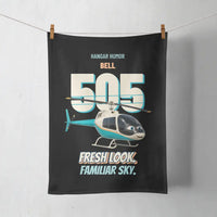 Thumbnail for Bell 505 - Fresh look. Familiar sky. design on black towel