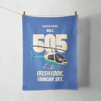Thumbnail for Bell 505 - Fresh look. Familiar sky. design on blue towel