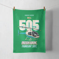 Thumbnail for Bell 505 - Fresh look. Familiar sky. design on green towel