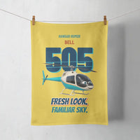 Thumbnail for Bell 505 - Fresh look. Familiar sky. design on yellow towel