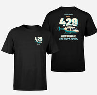Thumbnail for Bell 429 - Twin power. One happy hover. - Double-Side T-Shirt design on black double side t shirt