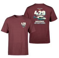 Thumbnail for Bell 429 - Twin power. One happy hover. - Double-Side T-Shirt design on darkred double side t shirt
