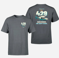 Thumbnail for Bell 429 - Twin power. One happy hover. - Double-Side T-Shirt design on gray double side t shirt