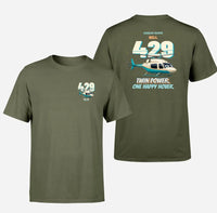 Thumbnail for Bell 429 - Twin power. One happy hover. - Double-Side T-Shirt design on greenarmy double side t shirt