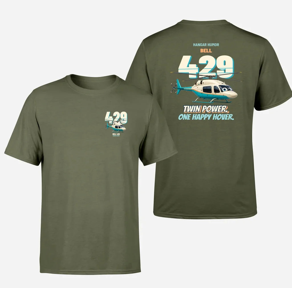Bell 429 - Twin power. One happy hover. - Double-Side T-Shirt design on greenarmy double side t shirt