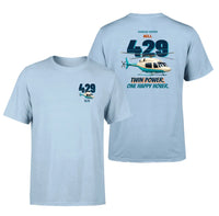 Thumbnail for Bell 429 - Twin power. One happy hover. - Double-Side T-Shirt design on lightblue double side t shirt