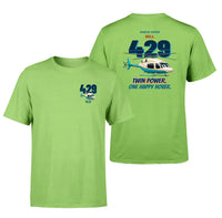 Thumbnail for Bell 429 - Twin power. One happy hover. - Double-Side T-Shirt design on lightgreen double side t shirt