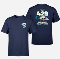 Thumbnail for Bell 429 - Twin power. One happy hover. - Double-Side T-Shirt design on navyblue double side t shirt
