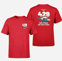 Thumbnail for Bell 429 - Twin power. One happy hover. - Double-Side T-Shirt design on red double side t shirt