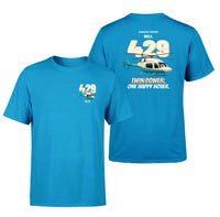 Thumbnail for Bell 429 - Twin power. One happy hover. - Double-Side T-Shirt design on turquoise double side t shirt