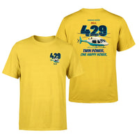 Thumbnail for Bell 429 - Twin power. One happy hover. - Double-Side T-Shirt design on yellow double side t shirt