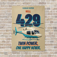 Thumbnail for Bell 429 - Twin power. One happy hover. vertical canvas print - no frame - beige background