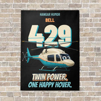 Thumbnail for Bell 429 - Twin power. One happy hover. vertical canvas print - no frame - black background