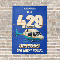 Thumbnail for Bell 429 - Twin power. One happy hover. vertical canvas print - no frame - blue background