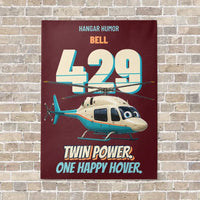 Thumbnail for Bell 429 - Twin power. One happy hover. vertical canvas print - no frame - dark red background