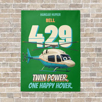 Thumbnail for Bell 429 - Twin power. One happy hover. vertical canvas print - no frame - green background
