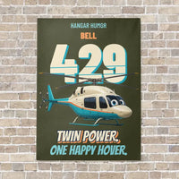 Thumbnail for Bell 429 - Twin power. One happy hover. vertical canvas print - no frame - green army background