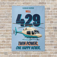 Thumbnail for Bell 429 - Twin power. One happy hover. vertical canvas print - no frame - light blue background