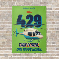 Thumbnail for Bell 429 - Twin power. One happy hover. vertical canvas print - no frame - light green background