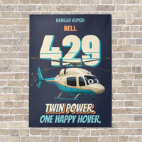 Thumbnail for Bell 429 - Twin power. One happy hover. vertical canvas print - no frame - navy blue background