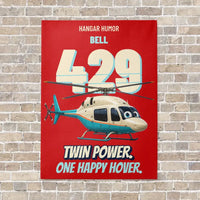 Thumbnail for Bell 429 - Twin power. One happy hover. vertical canvas print - no frame - red background