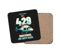 Thumbnail for Bell 429 - Twin power. One happy hover. design on black 1 piece coaster