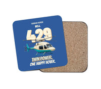Thumbnail for Bell 429 - Twin power. One happy hover. design on blue 1 piece coaster