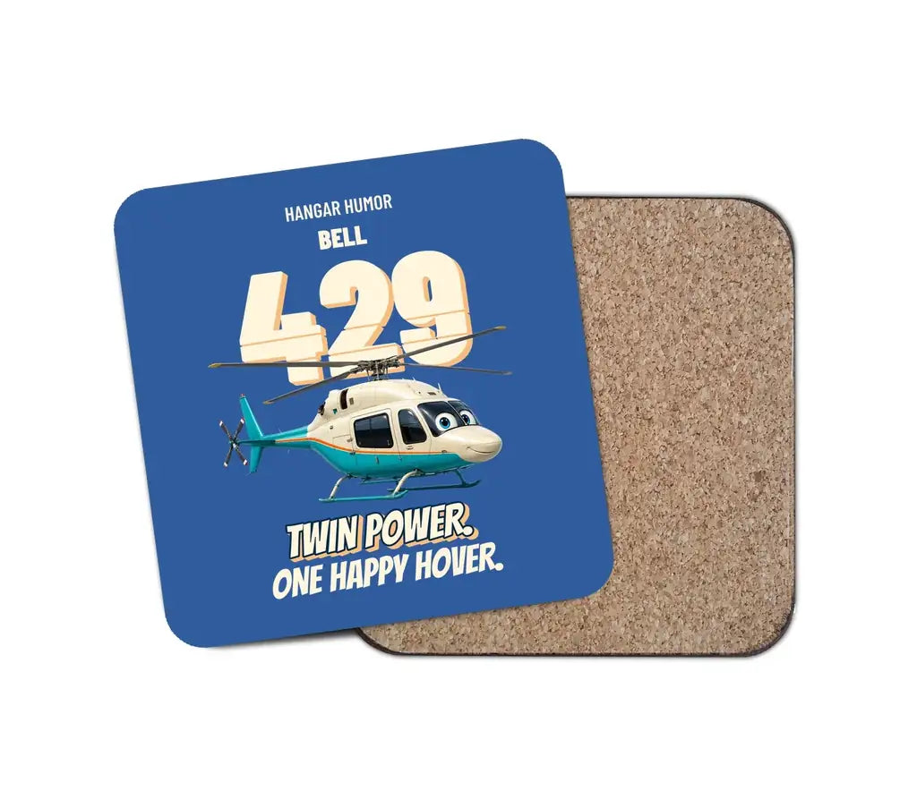 Bell 429 - Twin power. One happy hover. design on blue 1 piece coaster