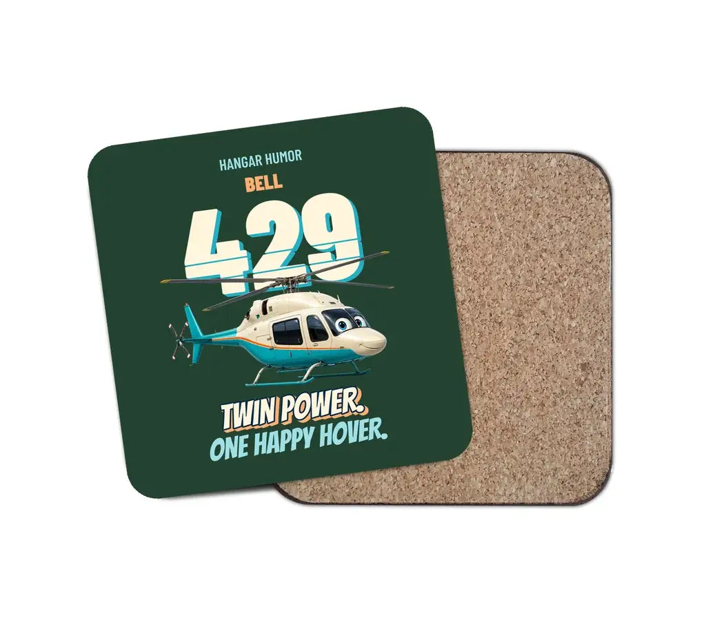 Bell 429 - Twin power. One happy hover. design on dark green 1 piece coaster