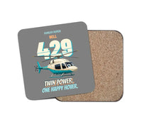Thumbnail for Bell 429 - Twin power. One happy hover. design on gray 1 piece coaster