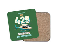 Thumbnail for Bell 429 - Twin power. One happy hover. design on green 1 piece coaster