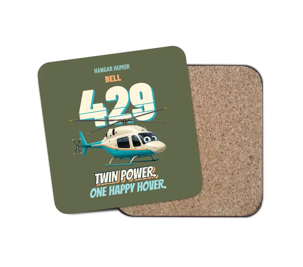 Bell 429 - Twin power. One happy hover. design on green army 1 piece coaster