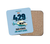 Thumbnail for Bell 429 - Twin power. One happy hover. design on light blue 1 piece coaster