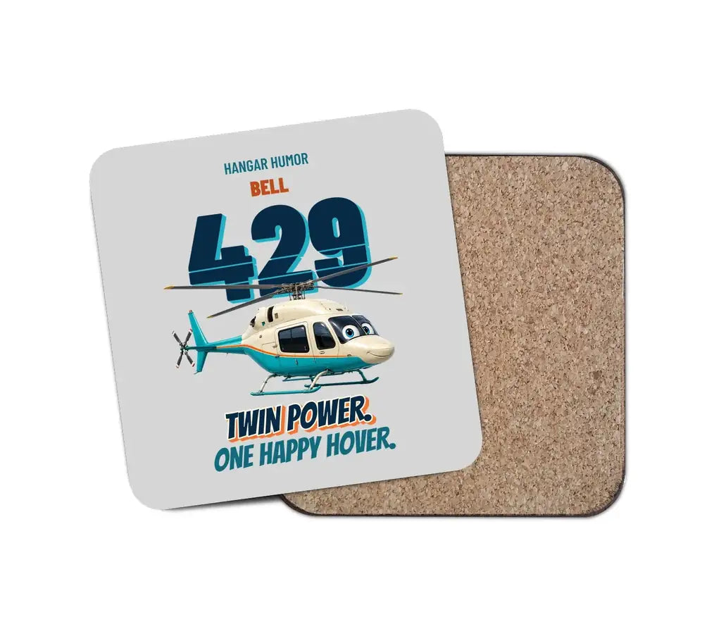 Bell 429 - Twin power. One happy hover. design on light gray 1 piece coaster