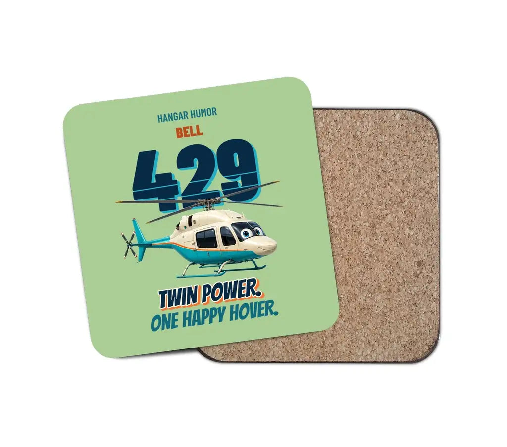 Bell 429 - Twin power. One happy hover. design on light green 1 piece coaster