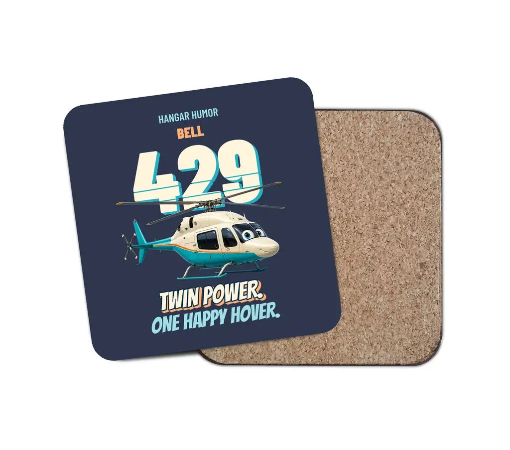 Bell 429 - Twin power. One happy hover. design on navy blue 1 piece coaster