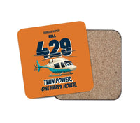 Thumbnail for Bell 429 - Twin power. One happy hover. design on orange 1 piece coaster