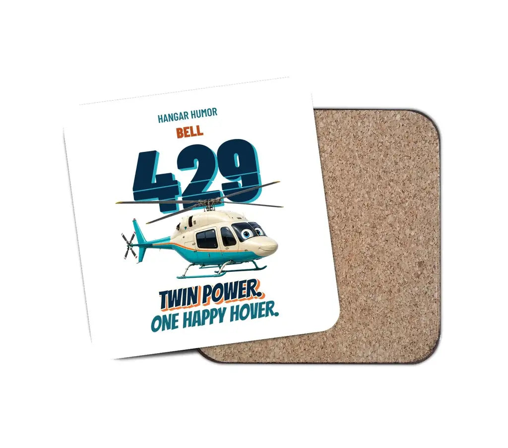 Bell 429 - Twin power. One happy hover. design on white 1 piece coaster