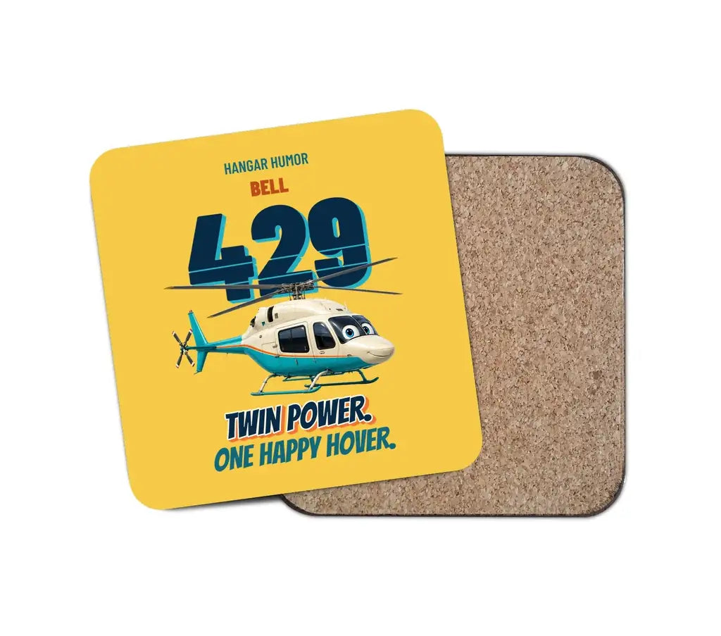 Bell 429 - Twin power. One happy hover. design on yellow 1 piece coaster