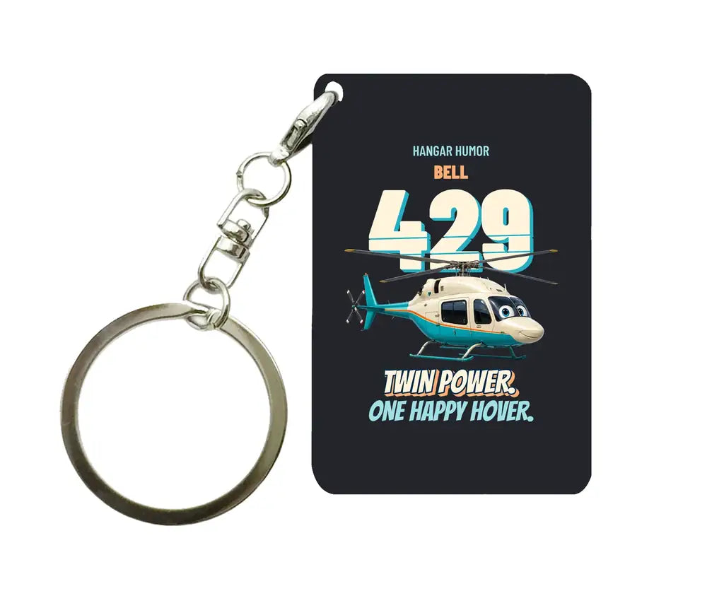 Bell 429 - Twin power. One happy hover. design on black key chain