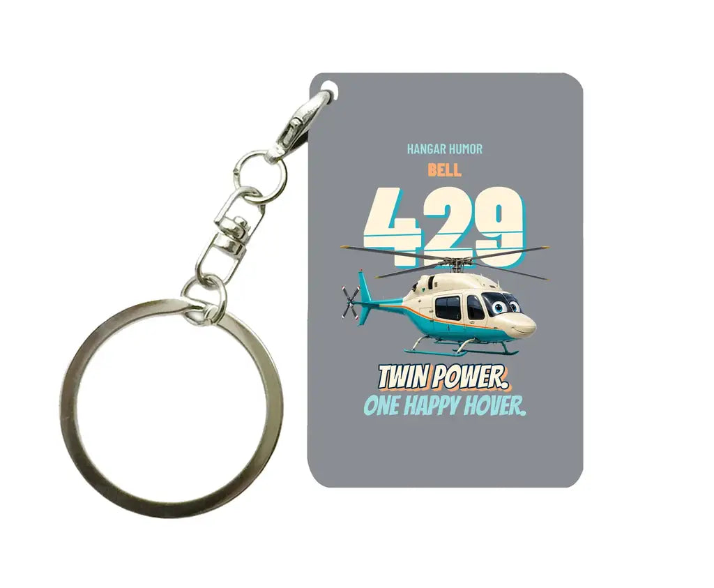Bell 429 - Twin power. One happy hover. design on gray key chain